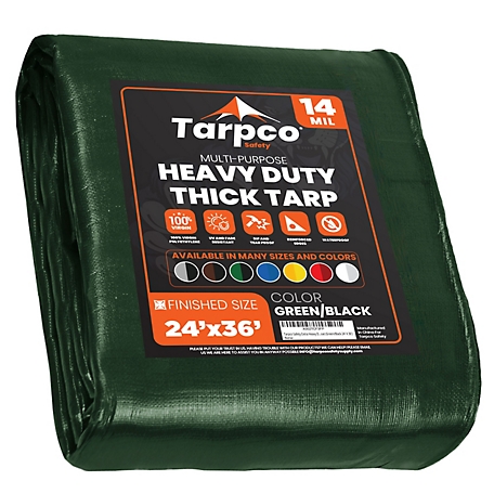 Tarpco Safety 24 ft. x 36 ft. Tarp, 14 Mil, Green/Black