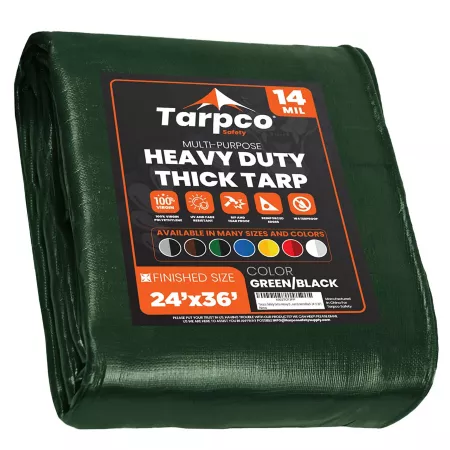 Tarpco Safety 24 ft x 36 ft Tarp 14 mil Green/Black Tarps