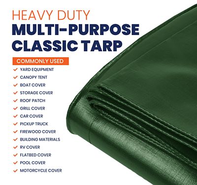 Image showing  24 ft. x 64 ft. Tarp, 14 mil, Green/Black