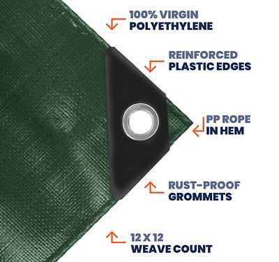 Image showing  30 ft. x 30 ft. Tarp, 14 Mil, Green/Black