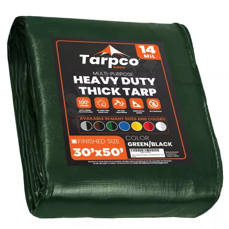 Tarpco Safety 30 ft x 50 ft Tarp 14 mil Green/Black Tarps