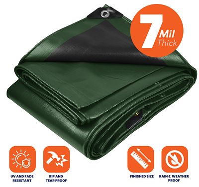 Image showing  30 ft. x 50 ft. Tarp, 14 mil, Green/Black