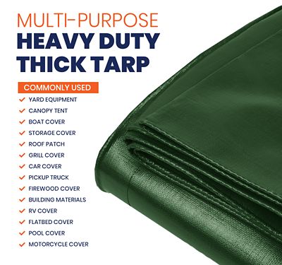 Image showing  30 ft. x 60 ft. Tarp, 14 Mil, Green/Black