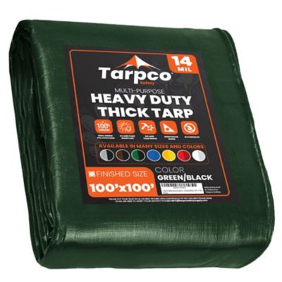 Tarpco Safety 100 ft. x 100 ft. Tarp, 14 Mil, Green/Black