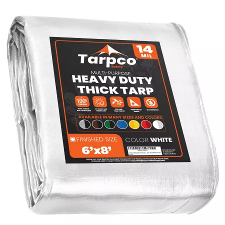 Tarpco Safety 6 ft x 8 ft Tarp 14 mil White Tarps