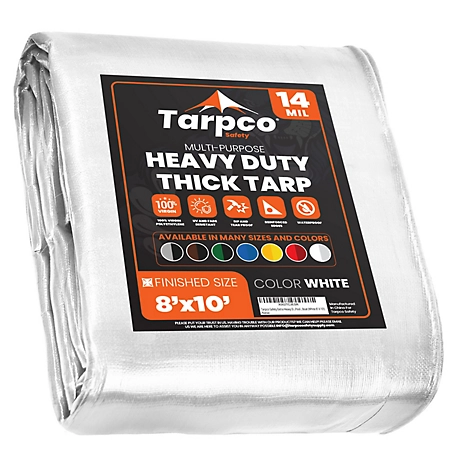 Tarpco Safety 8 ft. x 10 ft. Tarp, 14 Mil, White
