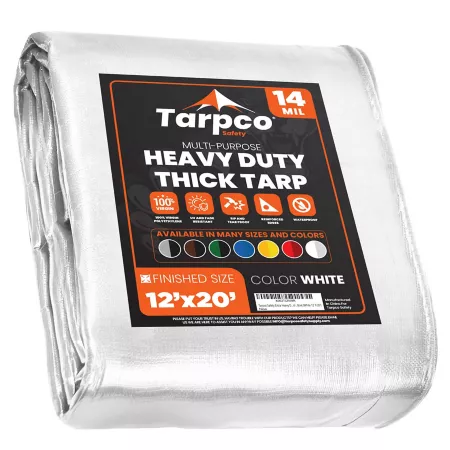 Tarpco Safety 12 ft x 20 ft Tarp 14 mil White Tarps