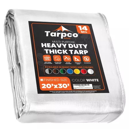 Tarpco Safety 20 ft x 30 ft Tarp 14 mil White Tarps