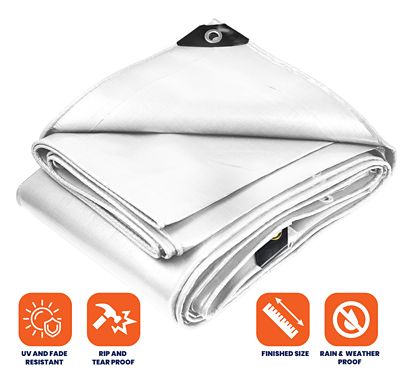 Image showing  30 ft. x 30 ft. Tarp, 14 Mil, White