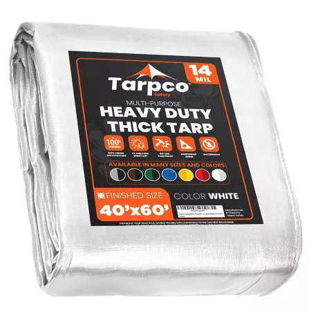 Tarpco Safety 40 ft x 60 ft Tarp 14 mil White Tarps