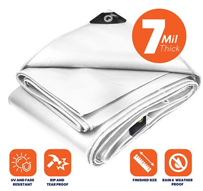Image showing  50 ft. x 70 ft. Tarp, 14 Mil, White