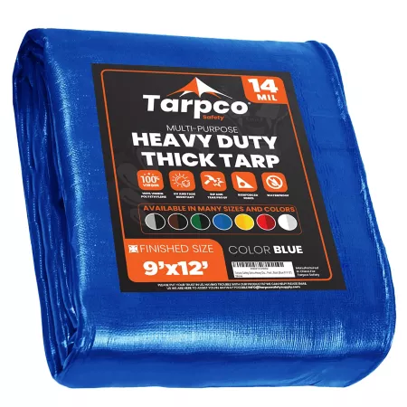 Tarpco Safety 9 ft x 12 ft Tarp 14 mil Blue Tarps