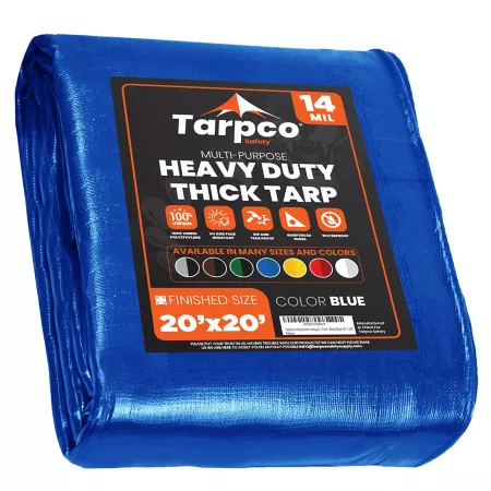 Tarpco Safety 20 ft x 20 ft Tarp 14 mil Blue Tarps