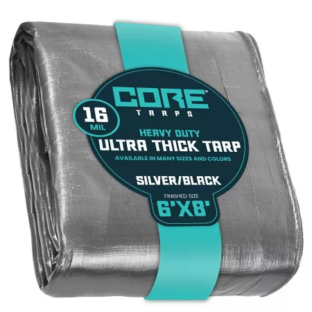 Core Tarps Silver/Black 16Mil 6 x 8 Tarpaulin CT-301-6X8 Tarps