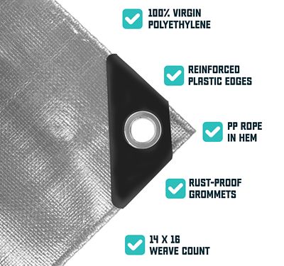 Image showing  9 ft. x 12 ft. Tarp, 16 Mil, Silver/Black