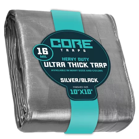 Core Tarps 10 ft x 10 ft Tarp 16 mil Silver/Black Tarps