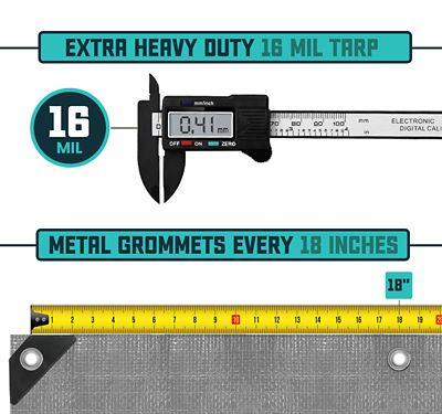 Image showing  Silver/Black 16Mil 12 x 25 Tarp, CT-301-12X25