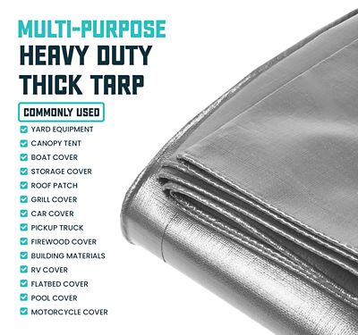 Image showing 5 th Core Tarps 20 ft. x 20 ft. Tarp, 16 Mil, Silver/Black