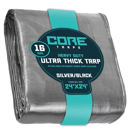 Core Tarps 24 ft x 24 ft Tarp 16 mil Silver/Black Tarps