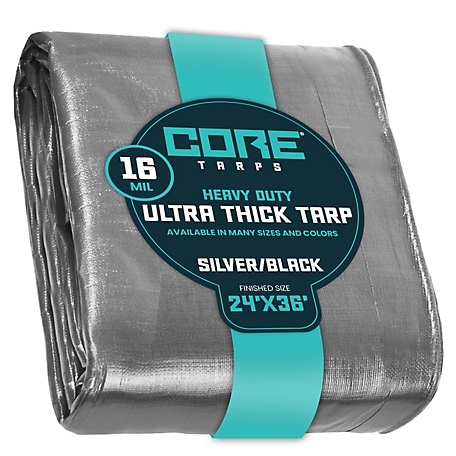 Core Tarps 24 ft. x 36 ft. Tarp, 16 Mil, Silver/Black