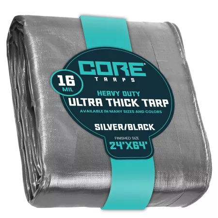 Core Tarps 24 ft x 64 ft Tarp 16 mil Silver/Black Tarps