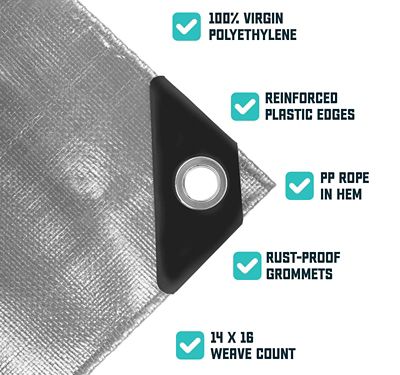 Image showing  40 ft. x 40 ft. Tarp, 16 mil, Silver/Black