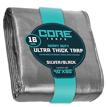 Core Tarps 40 ft. x 50 ft. Tarp, 16 Mil, Silver/Black