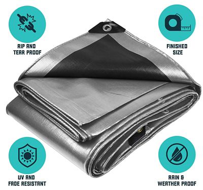 Image showing  50 ft. x 50 ft. Tarp, 16 mil, Silver/Black