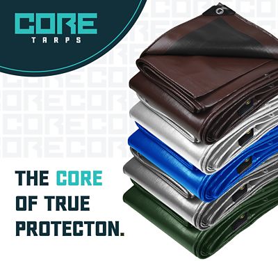 Image showing 6 th Core Tarps 6 ft. x 8 ft. Tarp, 16 Mil, Brown/Black