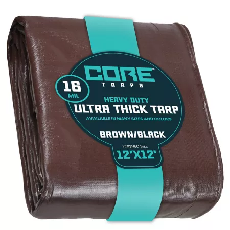 Core Tarps 12 ft x 12 ft Tarp 16 mil Brown/Black Tarps