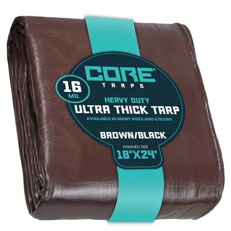 Core Tarps 18 ft x 24 ft Tarp 16 mil Brown/Black Tarps