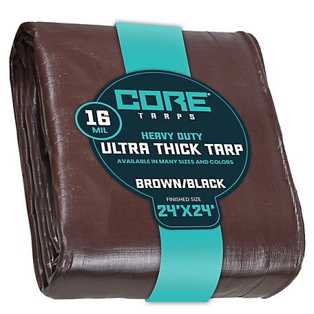 Core Tarps 24 ft. x 24 ft. Tarp, 16 Mil, Brown/Black