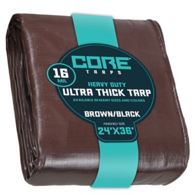 Core Tarps 24 ft. x 36 ft. Tarp, 16 Mil, Brown/Black