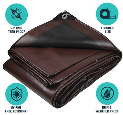 Image showing  30 ft. x 30 ft. Tarp, 16 Mil, Brown/Black