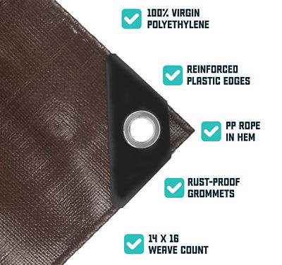 Image showing  30 ft. x 30 ft. Tarp, 16 Mil, Brown/Black