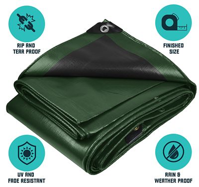 Image showing  Green/Black 16Mil 8 x 10 Tarp, CT-303-8X10