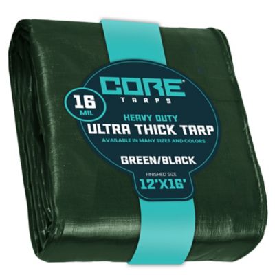 Core Tarps 12 ft. x 16 ft. Tarp, 16 Mil, Green/Black