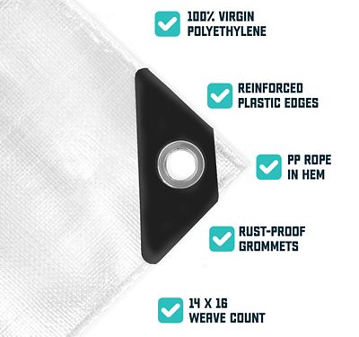 Image showing  10 ft. x 10 ft. Tarp, 16 Mil, White