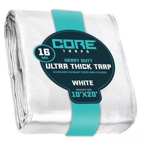 Core Tarps 10 ft x 20 ft Tarp 16 mil White Tarps