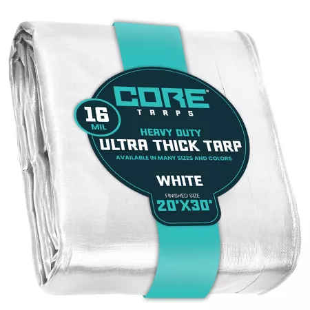 Core Tarps 20 ft x 30 ft Tarp 16 mil White Tarps