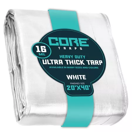 Core Tarps 20 ft x 40 ft Tarp 16 mil White Tarps