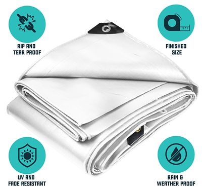 Image showing  24 ft. x 50 ft. Tarp, 16 Mil, White