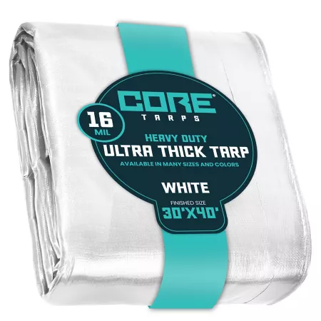 Core Tarps 30 ft x 40 ft Tarp 16 mil White Tarps