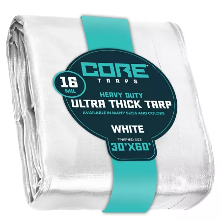 Core Tarps 30 ft x 60 ft Tarp 16 mil White Tarps