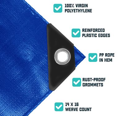 Image showing  30 ft. x 60 ft. Tarp, 16 Mil, Blue