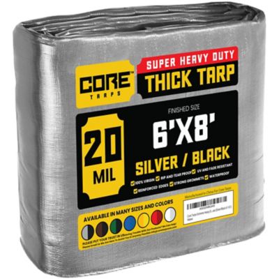 Core Tarps 6 ft. x 8 ft. Tarp, 20 Mil, Silver/Black
