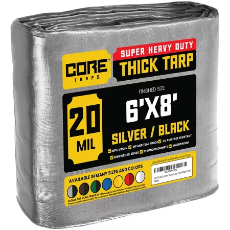 Core Tarps 6 ft x 8 ft Tarp 20 mil Silver/Black Tarps