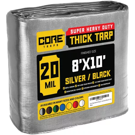 Core Tarps 8 ft x 10 ft Tarp 20 mil Silver/Black Tarps