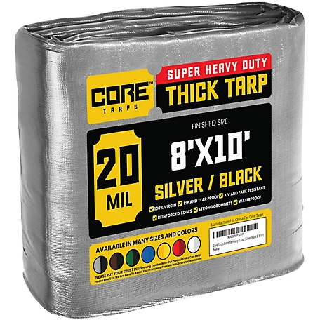 Core Tarps Silver/Black 20Mil 8 x 10 Tarp, CT-701-8X10