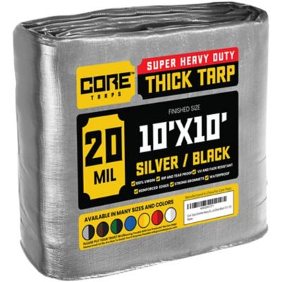 Core Tarps 10 ft. x 10 ft. Tarp, 20 Mil, Silver/Black